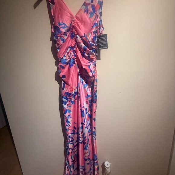NWT Boston Proper Ruched Sleeveless Floral Maxi Dress Pink Size 10 - Picture 5 of 7